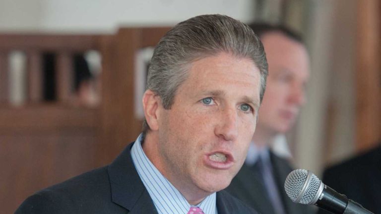Patrolmen's Benevolent Association (PBA) President Patrick Lynch speaks at the annual PBA Awards luncheon at The Water Club in Manhattan on Nov. 21, 2013.