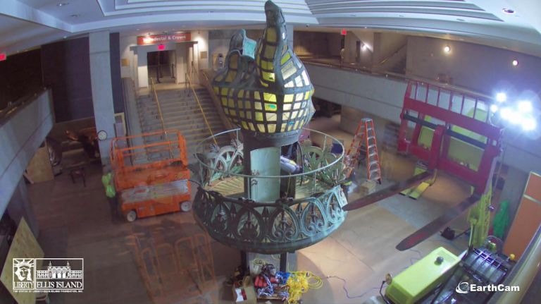 Rescued from the elements and replaced in 1986, the original torch will be on view to visitors as they reach the end of their museum experience when it opens in May.