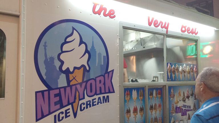Some former Master Softee trucks have changed their name to New York Ice Cream, as seen on this truck spotted in Herald Square. 