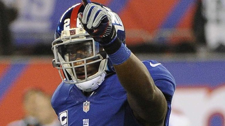 Antrel Rolle reacts in the second half of a game against the Green Bay Packers at MetLife Stadium. (Nov. 17, 2013)