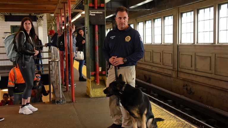 Heads begin to turn as Det. Wayne Rothschild and Cowboy patrol the subway.&nbsp;