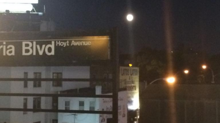 The Blue Moon was seen over Astoria Friday night, July 31, 2015.
