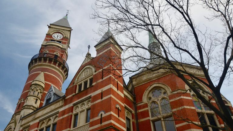 The Jefferson Market Library is one of the most eye-catching landmarks in Greenwich Village. Constructed in the 1870s&nbsp;at 425 Sixth Ave., it was used as a courthouse for what was a very dangerous neighborhood. It later became a police academy and is now part of the New York Public Library system. See this and thousands of other Village landmarks on the Village Preservation map and tour.