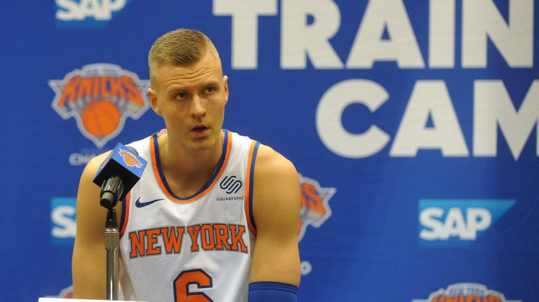 Due to his large 7-foot-3 frame, Kristaps Porzingis does not have a timetable for his return to the court this season.