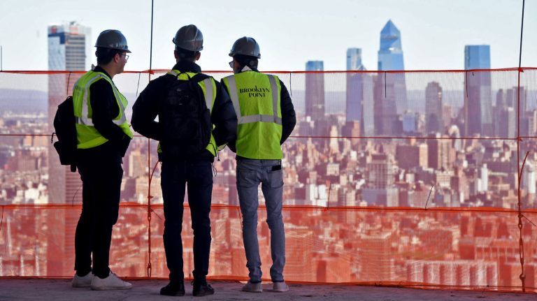 Media members were&nbsp;given a hard-hat tour of Brooklyn Point on Tuesday to celebrate the tower&nbsp;reaching 720 feet.