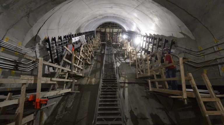 Workers install escalators at the 72nd Street Second Avenue subway station on Thursday, May 21, 2015. The Second Avenue Subway is the first major expansion of the New York City Subway system in over 80 years.