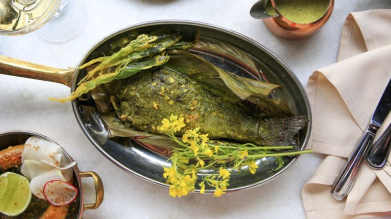 NYC restaurant menus are blooming with edible flowers this spring 1 Baar Baar chef Sujan Sarkar's sea bass dish includes mustard flowers.
