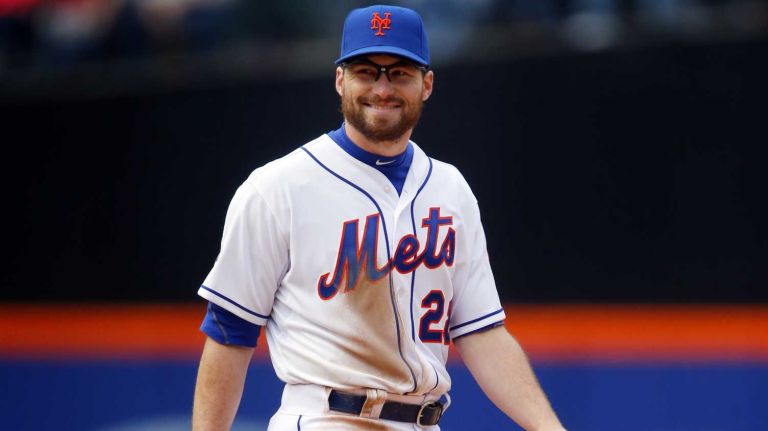 Daniel Murphy #28 of the New York Mets looks on against the Washington Nationals at Citi Field on Thursday, Apr. 3, 2014 in the Queens Borough of New York City.