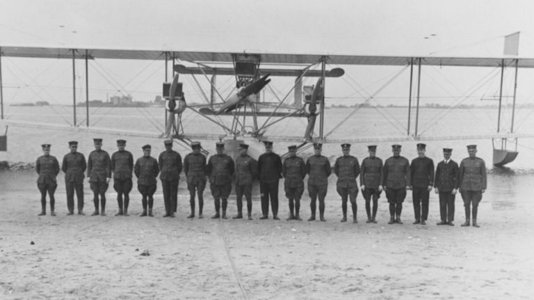 First transatlantic flight remembered 100 years after departing Rockaways, Queens 1 Lieutenant Commander Albert C. Read, far left, with his crew and the crew of the NC-3. Read captained a crew of six U.S. Navy airmen that completed the first transatlantic flight in history.