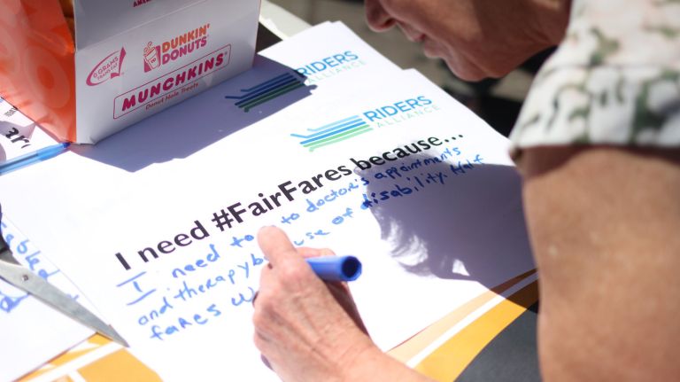 Transit advocates renew call for half-priced MetroCards for low-income New Yorkers 1 The Riders Alliance is collecting photo petitions from struggling straphangers as part of a new facet of the group's Fair Fares campaign.