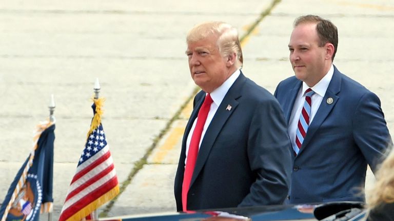 President Donald Trump, at  Gabreski Airport on Long Island last Friday, is on damage control following the guilty verdict against his former campaign manager, Paul Manafort, and the guilty plea by his former personal attorney, Michael Cohen.