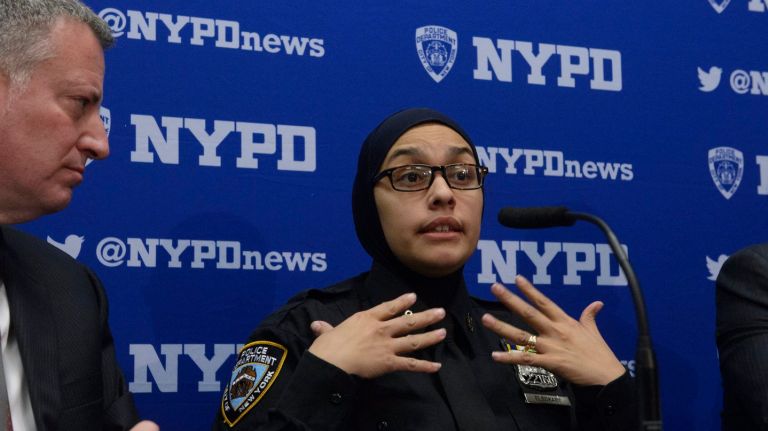 NYC hate crimes on the rise; de Blasio blames Trump 1 A 35 percent uptick in hate crimes in the city is related to President-elect Donald Trump's campaign rhetoric, Mayor Bill de Blasio said on Monday, Dec. 5, 2016. Above, de Blasio and officer Aml Elsokary, right, attend a news conference at the First Precinct on Dec. 5, 2016. Elsokary said she was harassed in Brooklyn over the weekend.