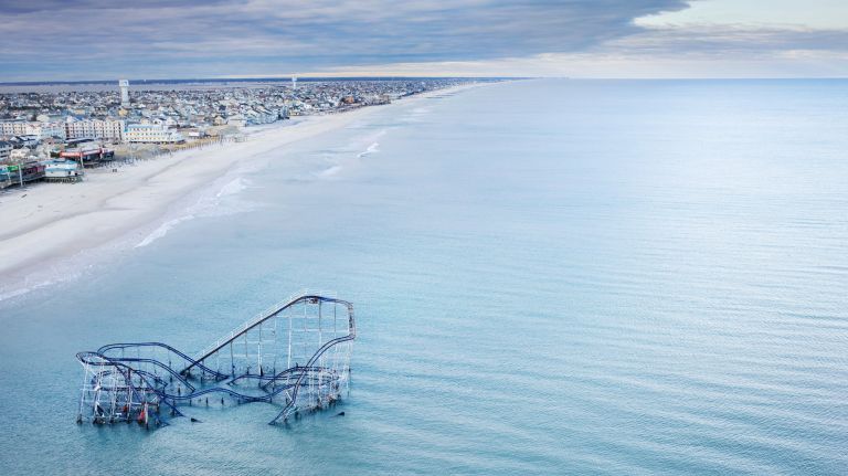 Stephen Wilkes' "Hurricane Sandy, Seaside Heights, New Jersey, 2012" is on display at the Photography Show -- Booth 706.