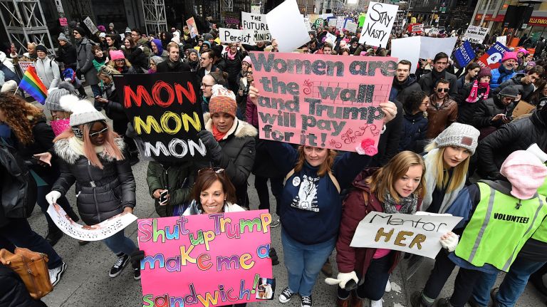 The Women's March on NYC drew thousands of protesters on Saturday.