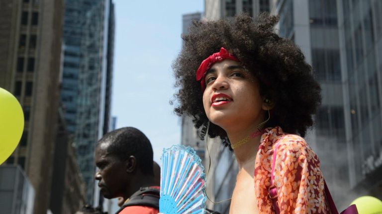 Women and men from all over the city took part in the parade.
