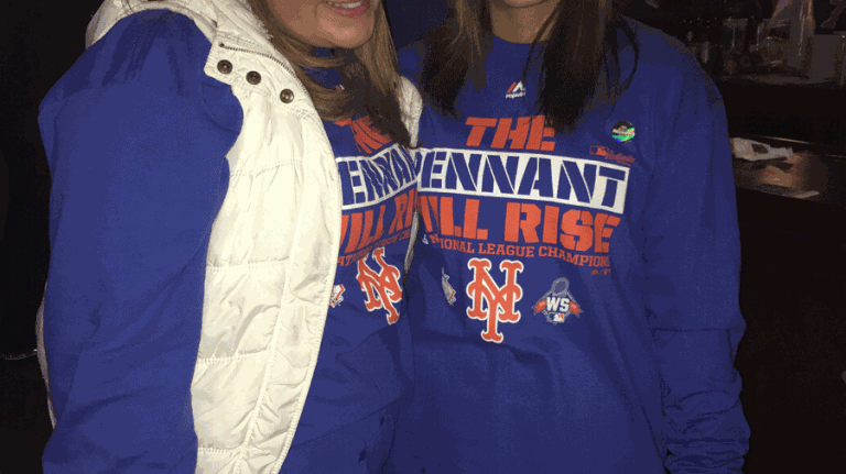 Mets World Series bid: Meet the superfans 19 Raquel Rios and Ashley Rieger enjoy drinks while waiting for the game to start at McFadden's in Flushing.