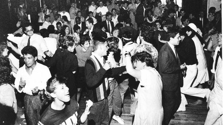Rare images of NYC nightclubs from the 1980s and '90s, including the Limelight and Roxy 36 Shout Disco, pictured here on its opening night on July 31, 1985, was a new club on West 43rd Street that catered to '50s and '60s rock-and-roll.