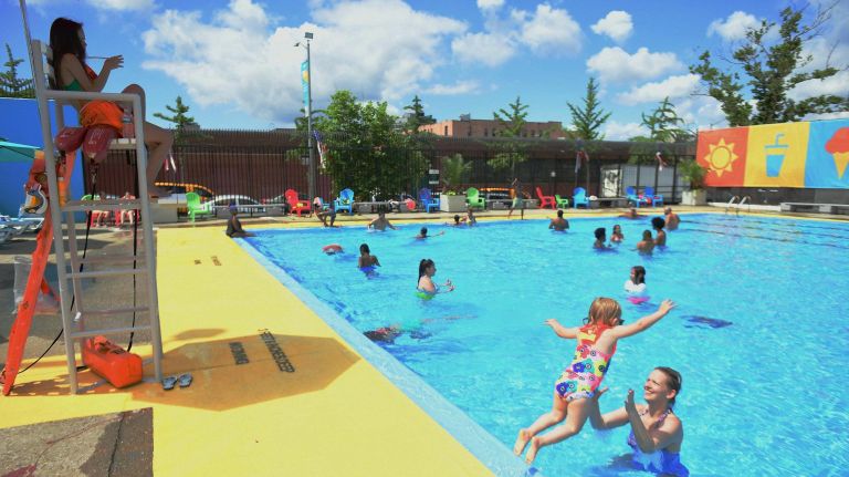 This medium-sized pool (at 75 feet long) is beloved for its cool and clean water and space for kids in an adjacent wading pool. It was also upgraded in 2018 as part of the NYC Parks Cool Pools initiative. (Third Avenue and Nevins Street)