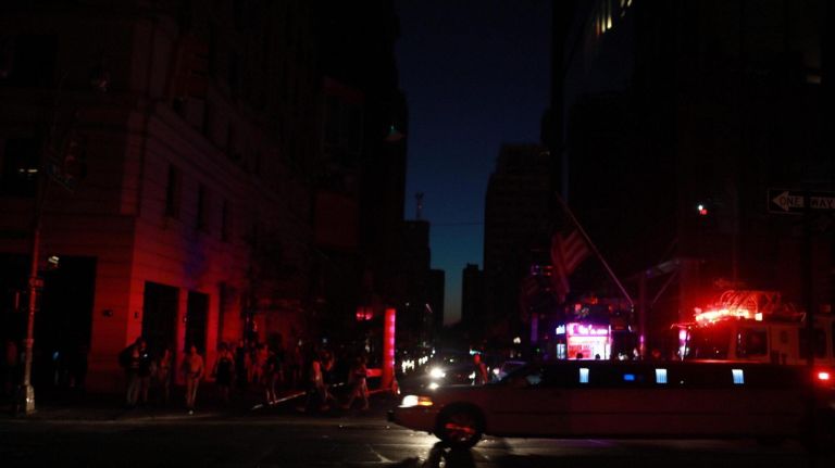 Streets were darkened on Saturday night.