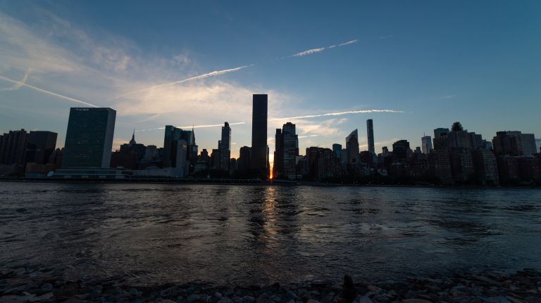 Manhattanhenge: See stunning NYC sunset photos 11 Manhattanhenge is seen from the FDR Four Freedoms Park on Roosevelt Island on July 12, 2018.