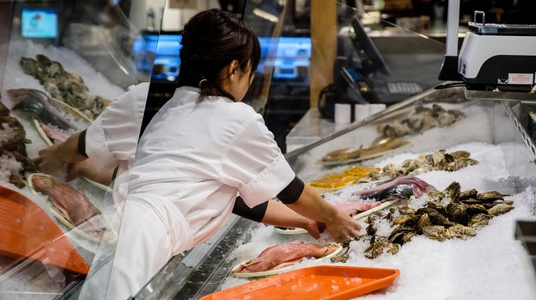 The seafood counter includes sashimi-grade fish.&nbsp;&nbsp;