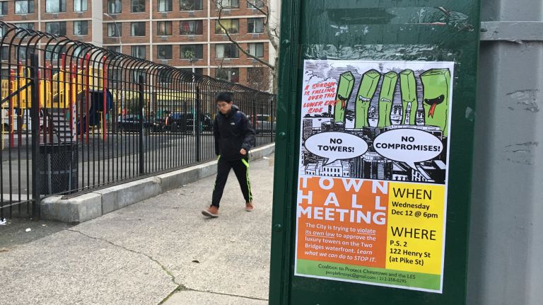 Neighborhood groups have opposed plans to bring residential towers to the Two Bridges waterfront.