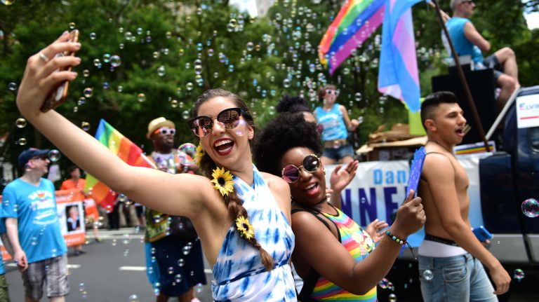 Thousands march down Fifth Avenue during the NYC Pride March on June 25, 2017.