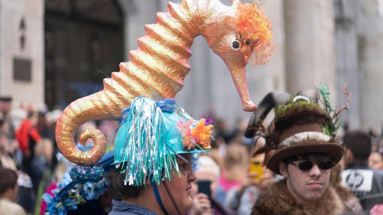 Easter parade in NYC: Pictures of the 2019 celebration in midtown 20 A seahorse floats down Fifth Avenue atop someone's head.