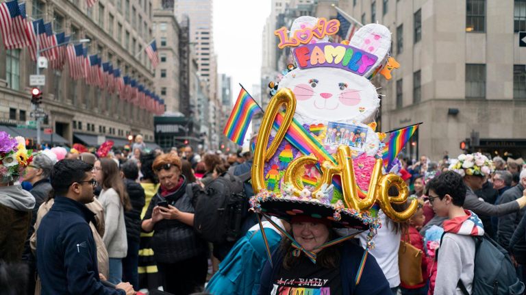 Easter parade in NYC: Pictures of the 2019 celebration in midtown 23 A woman wears what might be the tallest Easter bonnet this year.