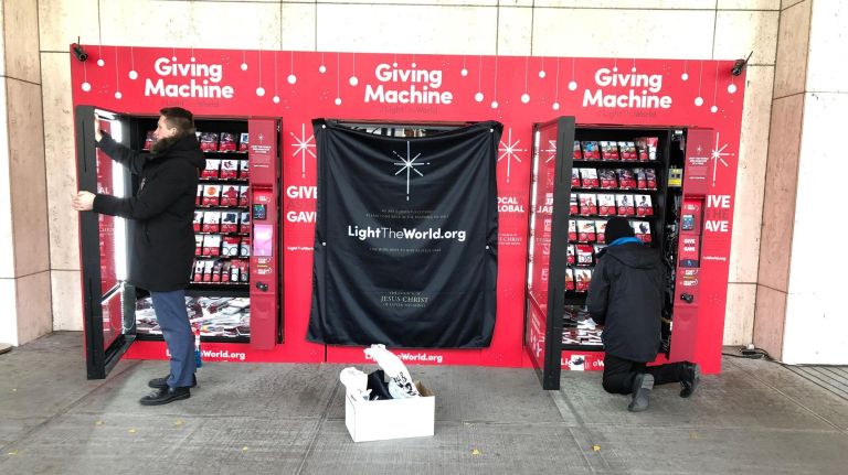 The vending machines are located at Columbus Avenue and 65th Street.