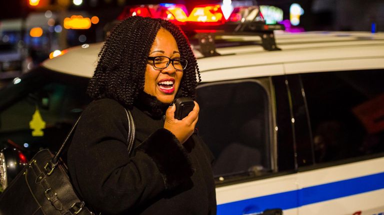 Coney Island's Mermaid Avenue sparkles with holiday lights this year 4 Assemblywoman Mathylde Frontus speaks at the lighting on Wednesday.