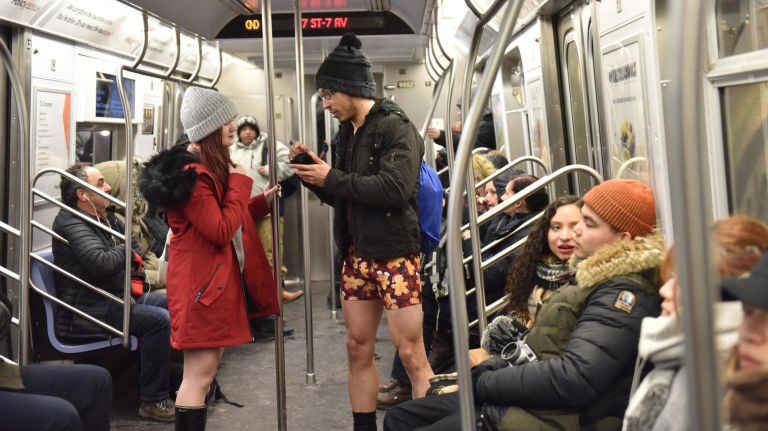 These playful gingerbread men boxers were spotted aboard an N train.