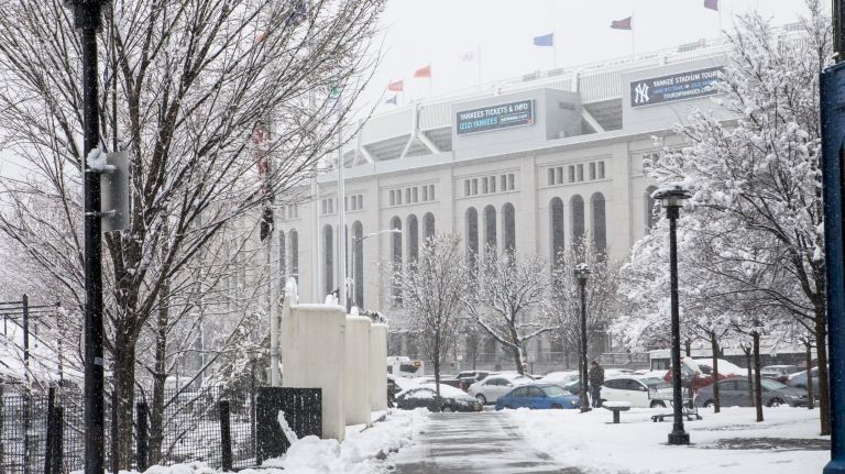 The Yankees' home opener of the season is postponed due to a snowy day in the Bronx on April 2, 2018.