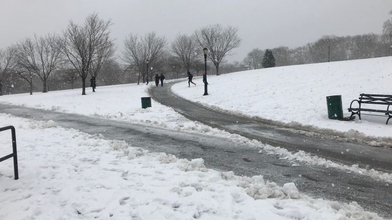 Sunset Park in Brooklyn is whipped by wind on March 21, 2018.