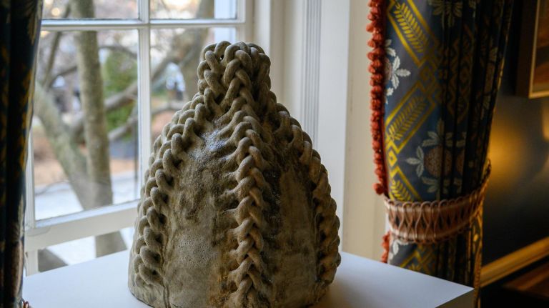 "The Village Series #7" by Simone Leigh is displayed at Gracie Mansion.