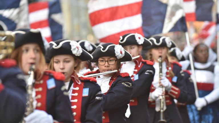 A marching band performs as they head down&nbsp;Sixth Avenue during the Macy's Thanksgiving Parade on Thursday.