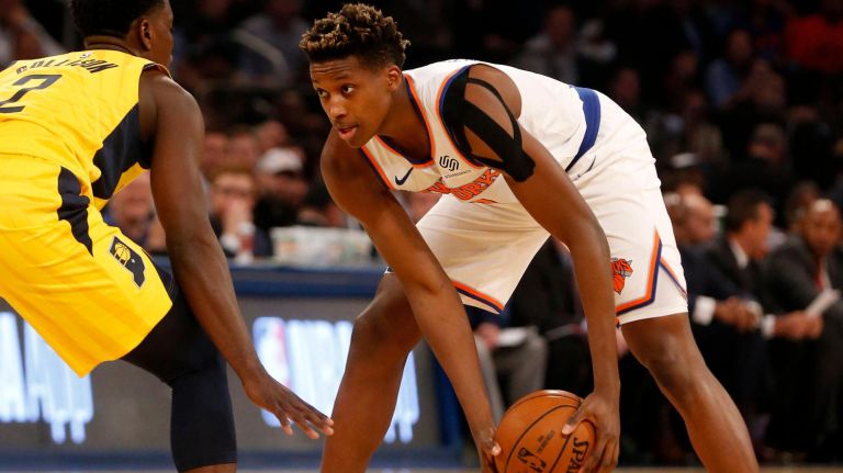 Frank Ntilikina is averaging 7.5 points at 3.8 assists in his second season with the Knicks.