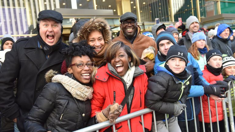 Balloons, floats, bands and crowds on Sixth Ave for the 91st Macy's Thanksgiving Day Parade on Thursday, Nov. 23, 2017.