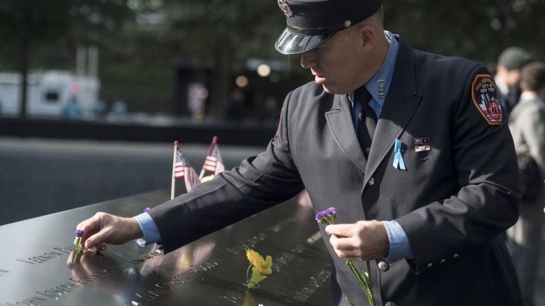 Relatives of 9/11 victims, officials and others gathered Monday morning to commemorate the 16th anniversary of the worst terrorist attack in U.S. history at the World Trade Center site in lower Manhattan.