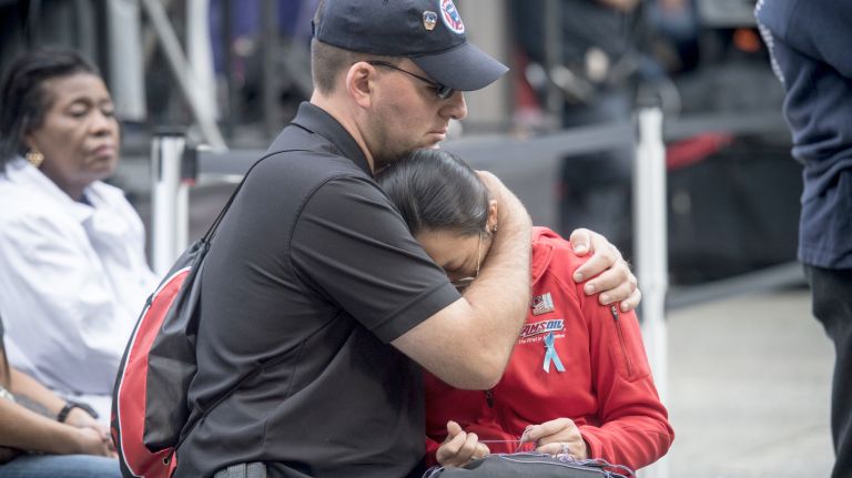 Relatives of 9/11 victims, officials and others gathered Monday morning to commemorate the 16th anniversary of the worst terrorist attack in U.S. history at the World Trade Center site in lower Manhattan.