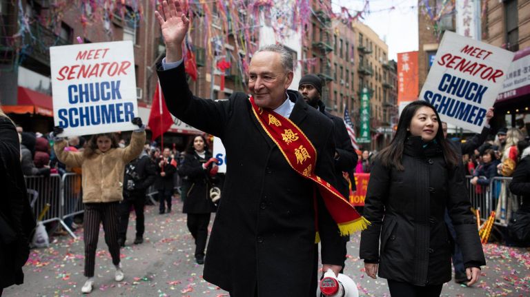 U.S. Senator Charles E. Schumer marches&nbsp;in the parade.