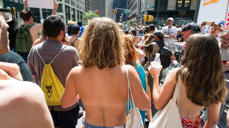 The annual GoTopless Day parade was held in Manhattan on Saturday, Aug. 26, 2017.