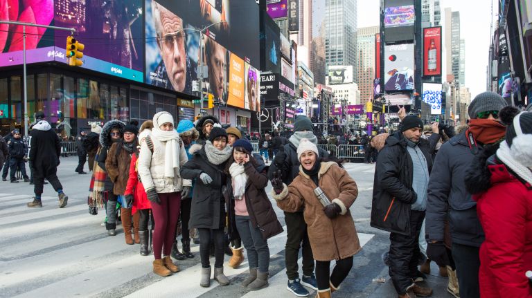 Times Square before the New Year's Eve celebration in Manhattan on Dec. 31, 2017.