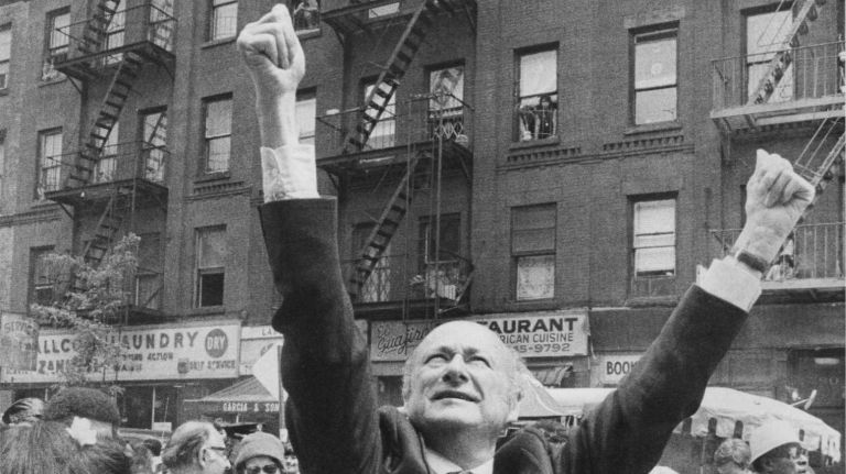 NYC in the 1980s: See pictures of big moments and everyday life 25 Mayor Edward Koch welcomes the sunshine at a festival on Ninth Avenue near 57th Street in Manhattan on May 18, 1980. The Bronx-born politician was sworn in as mayor in 1978 and led the city through the next decade, leaving office on Dec. 31, 1989.
