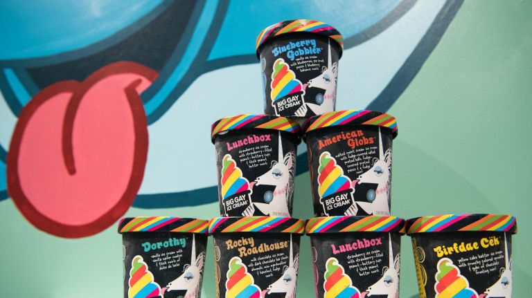 Big Gay Ice Cream embraces a seaside vibe with latest NYC location 6 Pints of hard ice cream at the new location of Big Gay Ice Cream.