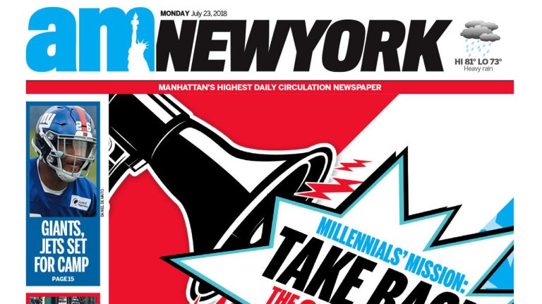 amNewYork covers through the years 34 The July 23, 2018, cover.