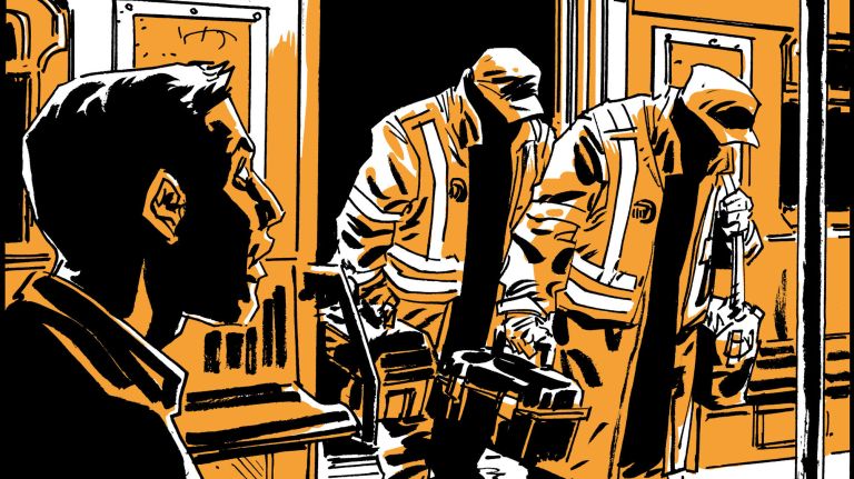 Under the C 1 Mysterious commuters exit the train between Manhattan and Brooklyn, beneath the water, and a curious traveler makes the mistake of getting involved.