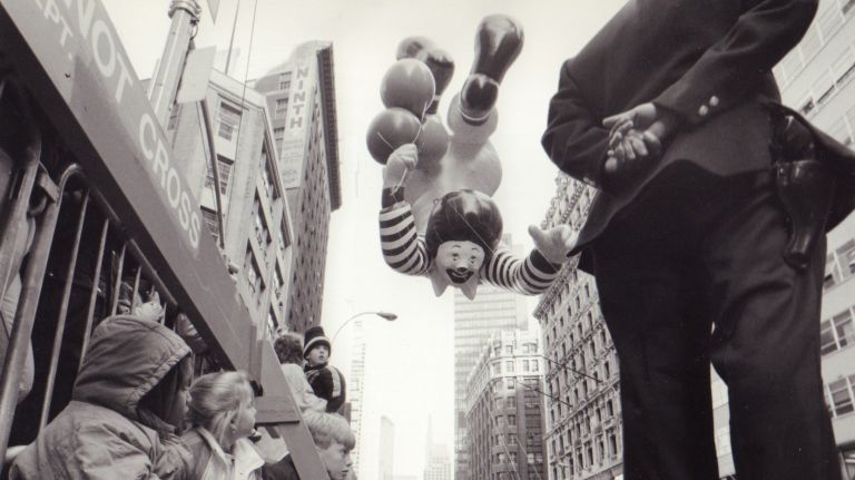 Thanksgiving parade balloons through the years 13 Ronald McDonald floats down Broadway during the Macy's Thanksgiving Day Parade on Nov. 22, 1990. The iconic clown made his parade debut in 1987.