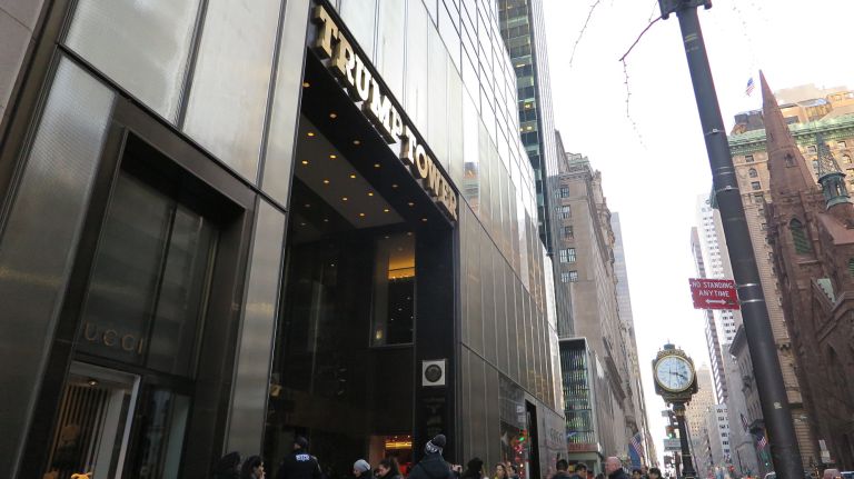 At 68 stories, Trump Tower at 721 Fifth Ave. was the tallest all-glass building in Manhattan when it was first completed in 1983. The tower gained even more notoriety as headquarters for Trump's campaign and presidential transition team. Trump Tower is composed of offices, luxury condominiums, and, of course, a Trump Bar and Trump Grille.