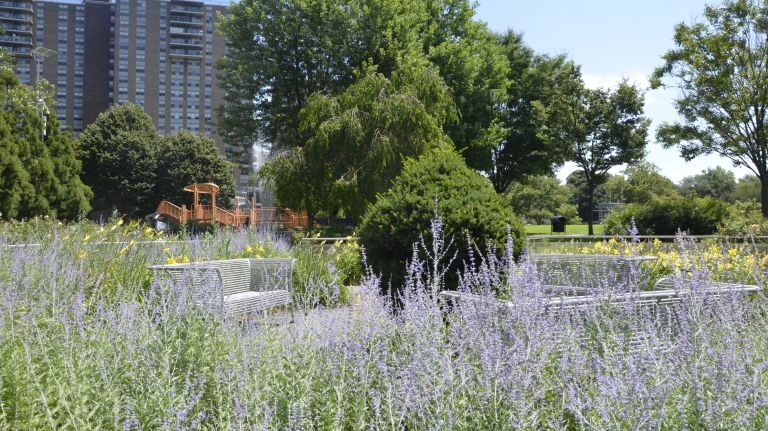 The closer you get to the Jamaica Bay, the more green East New York becomes. Many housing developments have been built further south, which boast green fields and small gardens, including Scarecrow Park off Vandalia Avenue. Not only are there nice big benches to rest on, but there's a water feature that dances up from the cement that you (and kids) can cool off in. There's also a huge, green field you can sunbathe on. Nearby is the Gateway Center, a large shopping district with shops like Best Buy, J.C. Penney, DSW and more. There are a number of chain restaurants you could eat at too, including Smash Burger, Olive Garden and Applebee's.